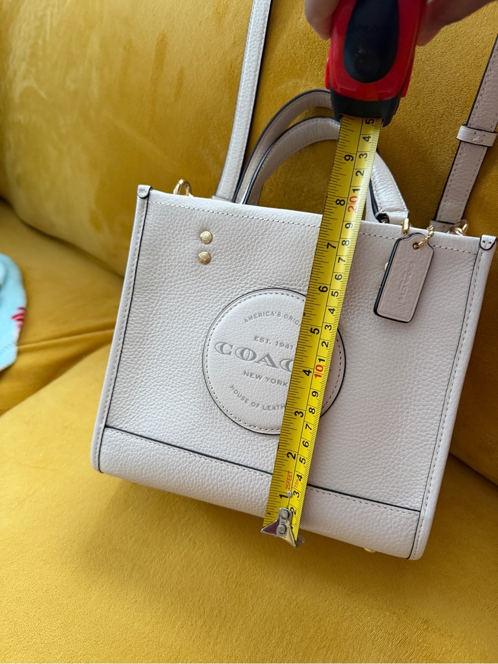 COACH White Pebbled Leather Small Satchel with Top Handles - Picture 3 of 7